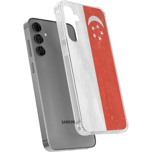 Singapore Flag Distressed Galaxy S24 Plus Clear Case